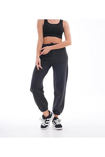 UYN SPORT Ανθρακί ελαστικό παντελόνι με ψηλόμεσο κορδόνι