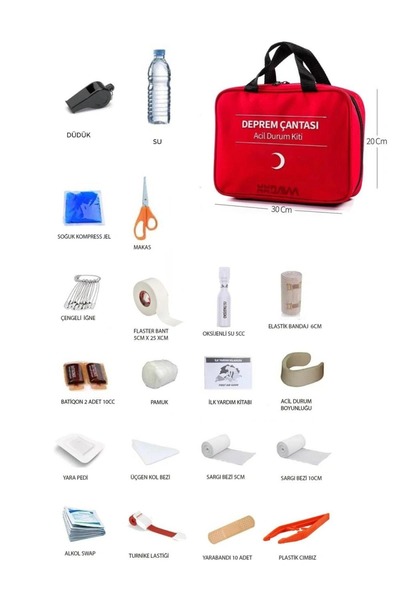 gezgindüş EKONOMİK DEPREM ÇANTASI VE AFET DURUM İLKYARDIM SETİ