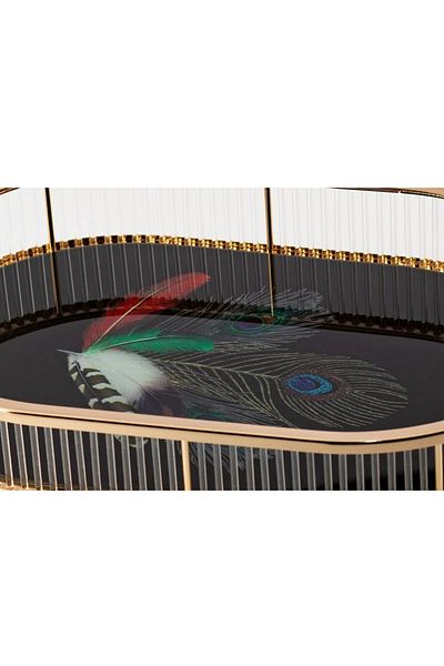 Dania glass serving tray with golden metal hand 39X26X7 cm