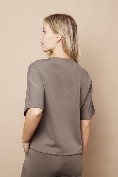 Jument Γυναικεία ζακέτα-χακί από ύφασμα πρώτης κατηγορίας, με λαιμόκοψη σε σχήμα V, με κουμπιά, ελαφριά ελαστική