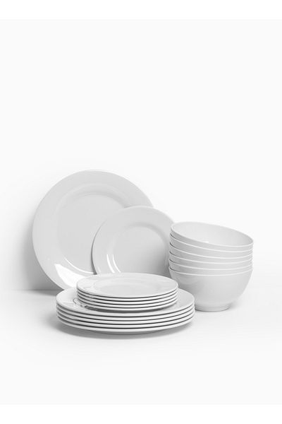 mastergold Premium Melamine Dinner Set 18 Pieces For 6 People White Microwave And Dishwasher Safe ( 18 Pieces )