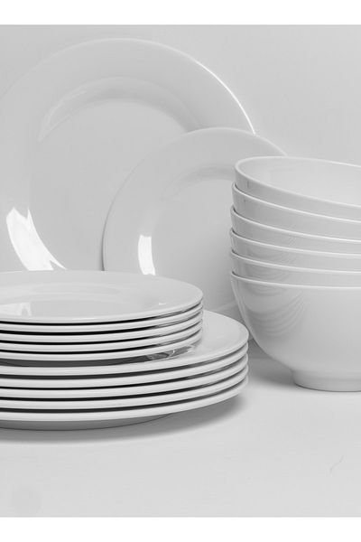 mastergold Premium Melamine Dinner Set 18 Pieces For 6 People White Microwave And Dishwasher Safe ( 18 Pieces )