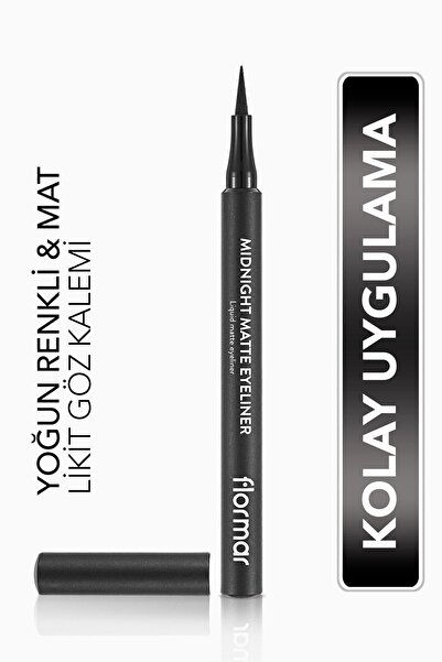 Flormar Mat Likit Kalem Eyeliner (SİYAH) - Midnight Matte Eyeliner - 001 Black - 8690604532292