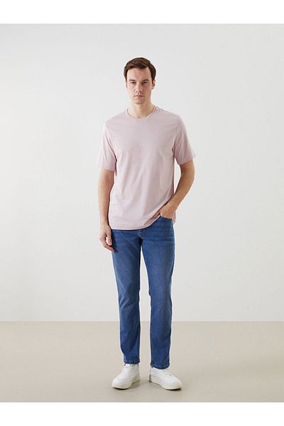 LC Waikiki Basic Plum Crew Neck Combed Cotton Men's T-Shirt