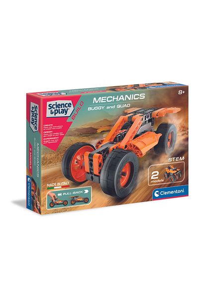 CLEMENTONI Science & Play - Mechanics Lab - Buggy & Quad Pull Back Set- For Age 8+ Years Old