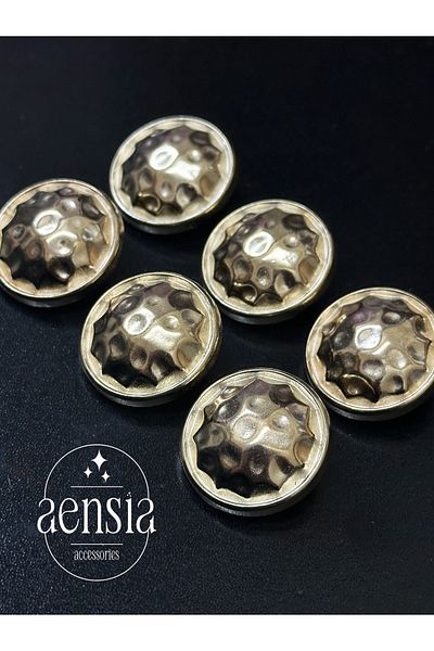 aensia Gold Colorful Curved Pattern Metal Trench Coat, Jacket and Coat Button - Pack of 6 2.29 cm