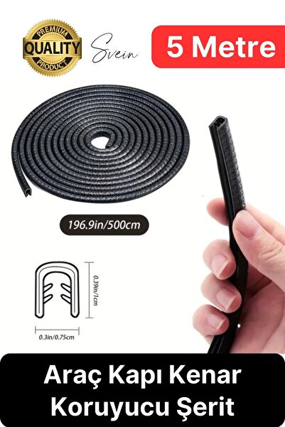 Svein 5 Metre Araç Kapı Kenar Koruyucu Şerit Oto Araba Pratik Yapışkanlı Koru...