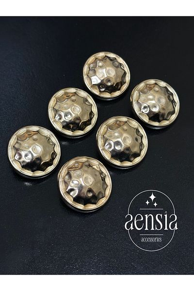 aensia Gold Colorful Curved Pattern Metal Trench Coat, Jacket and Coat Button - Pack of 6 2.29 cm
