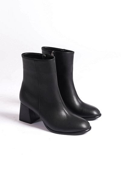TB Terzi Bey Black Women's Winter Heeled Boots