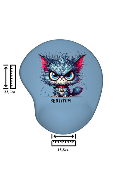 IVART Kedi-Ben İyiyim Baskılı Bileklik Destekli Oval Mouse Pad