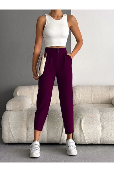 Elaxi Imported Crep Full Lycra Carrot Trousers