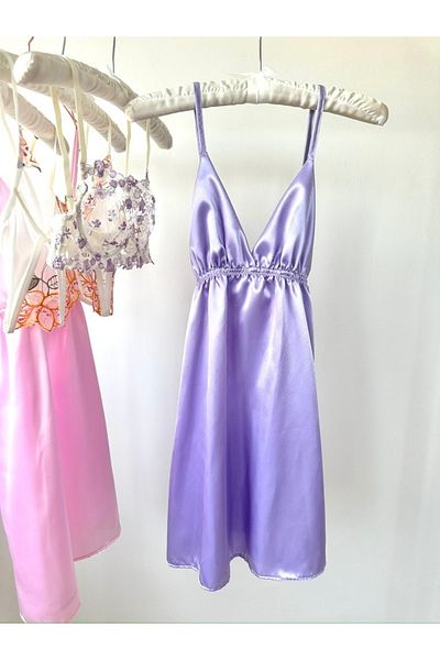 Feruzdesign Rochie cămașă de noapte Merilda din satin liliac