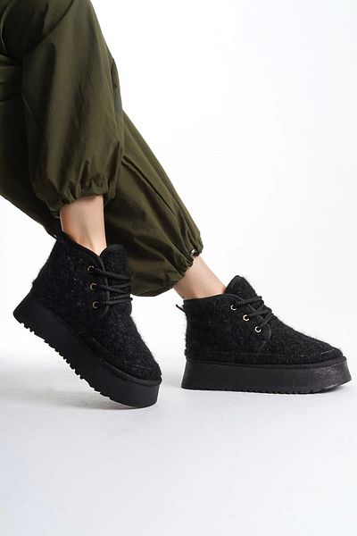 TB Terzi Bey Women's Black Furry Winter Boots