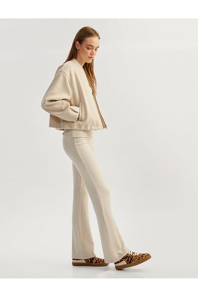 Koton High Waist Viscose Blended Flared Leg Leggings Pants