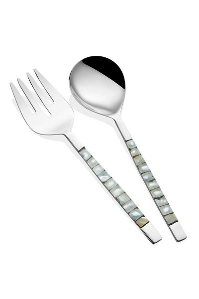 The Mia Pearl Salad Serving Set White 2 Pieces