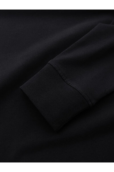 OMBRE Ανδρικό βαμβακερό μακρυμάνικο LOOSE FIT με στρογγυλή λαιμόκοψη - μαύρο V1 OM-LSBC-0129 XXL