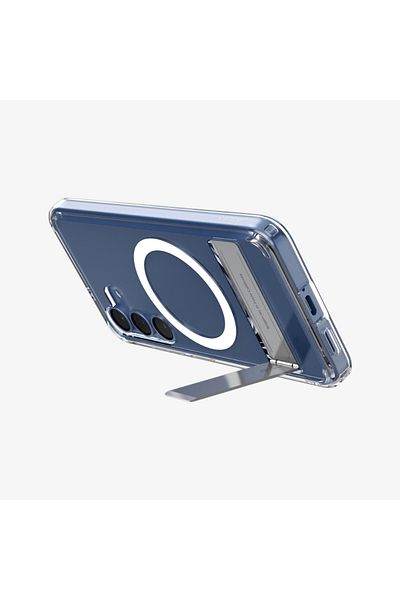 Spigen Spigen Ultra Hybrid S MagFit for Samsung Galaxy S25 case with Kickstand - Clear White