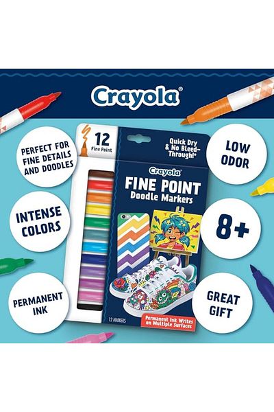 Crayola Doodle & Draw Fine Point Doodle Markers 12ct CY58-8312