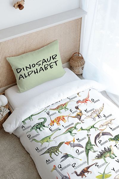 Tuğba Kuğu Dinosaur Alphabet Single Duvet Cover Set - Iconic Series (160X220)