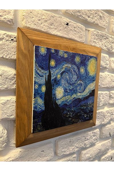 woodhomeworks Панел за картина с масивна рамка от естествен камък и мрамор 26x26 см