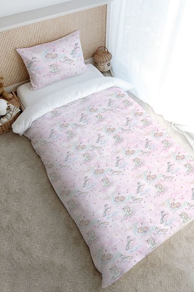 Tuğba Kuğu Single Duvet Cover Set (160X220) - Iconic Series - Unicorn Dream