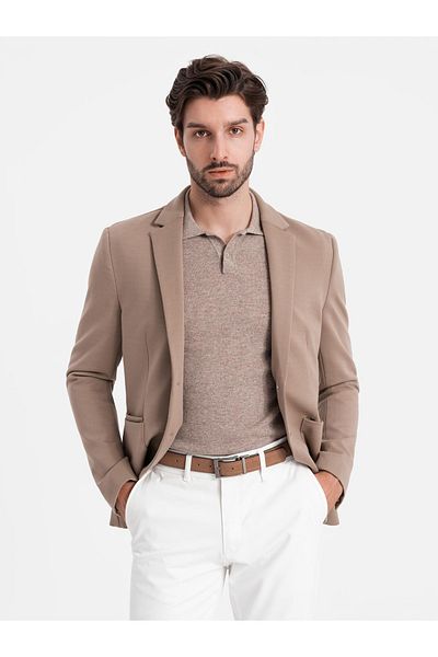 OMBRE Herrenjacke mit aufgesetzten Taschen - dunkelbeige V3 OM-BLZB-0127 S