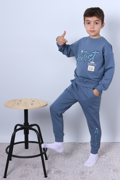 HÇM ERKEK ÇOCUK EŞOFMAN TAKIMI KABARTMA ARTİST BASKILI RİBANALI F1