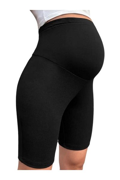 bonbonetti chocolate baby&kids Pantaloni scurți pentru femei însărcinate, cu talie neagră, ajustabile, din lycra subțire, pieptănate