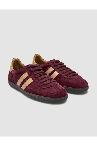 Cabani 100% Genuine Leather Burgundy Suede Women's Sneakers