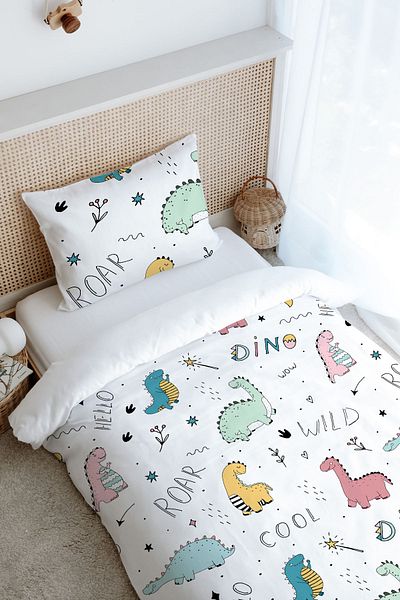 Tuğba Kuğu Iconic Series Single Duvet Cover Set - 160X220 Cute Dinosaurs