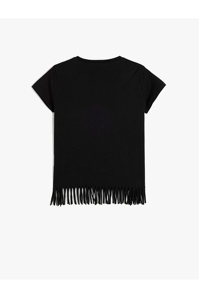 Koton Tricou cu mânecă scurtă din bumbac cu ciucuri, sezon nou