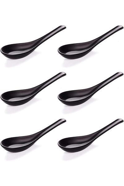 mastergold Melamine 6 Piece Chinese Soup Spoon Set | Unbreakable Soup Spoons | Ramen Soup Spoons