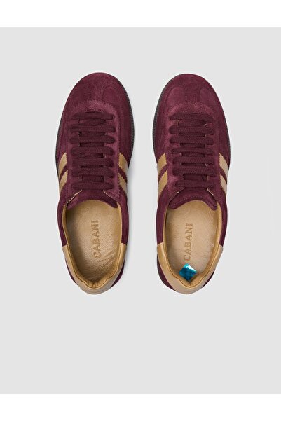Cabani %100 Hakiki Deri Bordo Süet Kadın Sneaker