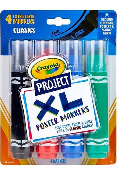 Crayola Project XL Poster Markers Classic Colors 4ct CY58-8356