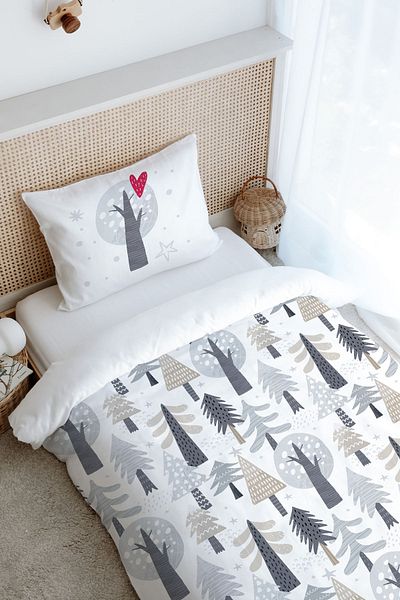 Tuğba Kuğu Single Duvet Cover Set (160X220) - Iconic Series - Winter Pines