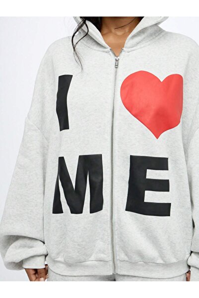 Eritqaa I Love Myself Printed Zippered Hooded Unisex Tracksuit Set