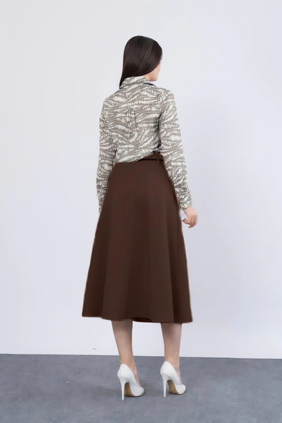 ribana Дамска пола с камбанка, неразкриваща се, с буфан, разкроена пола с волан