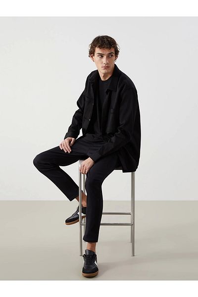 LC Waikiki Ανδρικό παντελόνι LCW Casual Black Slim Fit Dobby