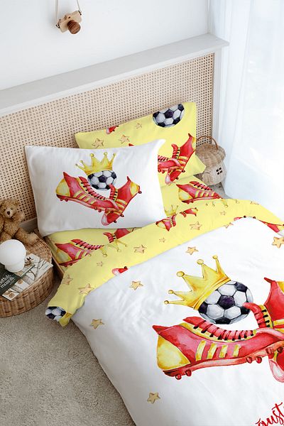 Tuğba Kuğu Single Duvet Cover Set (160X220) - for Baby Series - Yellow - Red