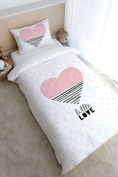 Tuğba Kuğu Pink Striped Single Duvet Cover Set - Pure Baby Series (160X220)