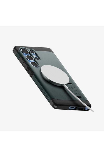 Spigen Spigen Tough Armor MagFit for Samsung Galaxy S25 ULTRA case [MagSafe Compatible] - Abyss Green