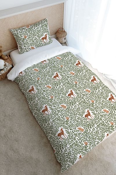 Tuğba Kuğu Iconic Forest Animals Series - Single Duvet Cover Set (160X220)