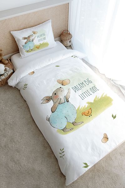 Tuğba Kuğu Pure Baby Series - Single Butterfly Playing Rabbit Duvet Cover Set (160X220)