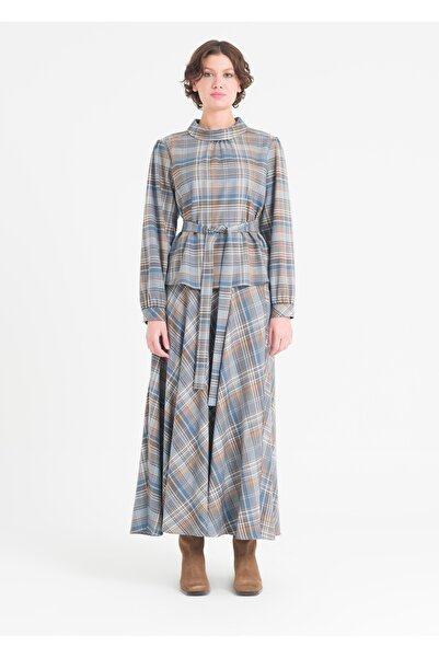 Armağan Karpuz Kollu Ekoseli Etekli Takım