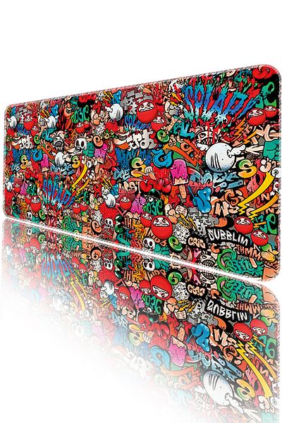 HELİXSUN 70X30 cm Gaming Player Mouse Pad Non-Slip Base Large Keyboard Mouse Pads Mousepad Graffiti