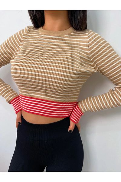 Dilvin 10234 Pulover cu dungi cu decolteu