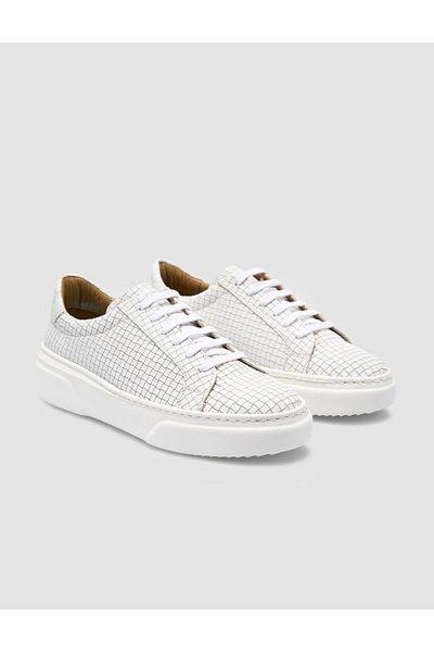 Cabani 100% Genuine Leather White Women's Sports Shoes
