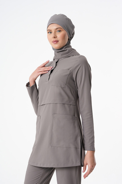 almesta Lulu Hemşire Doktor Tesettür Cerrahi Üst Forma Uzun Kol Scrubs