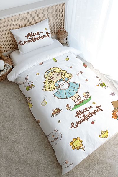 Tuğba Kuğu Single Duvet Cover Set (160X220) - Iconic Series - Alice's Party