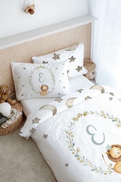 Tuğba Kuğu Little Lion Series Single Duvet Cover Set - 160X220 Letter E